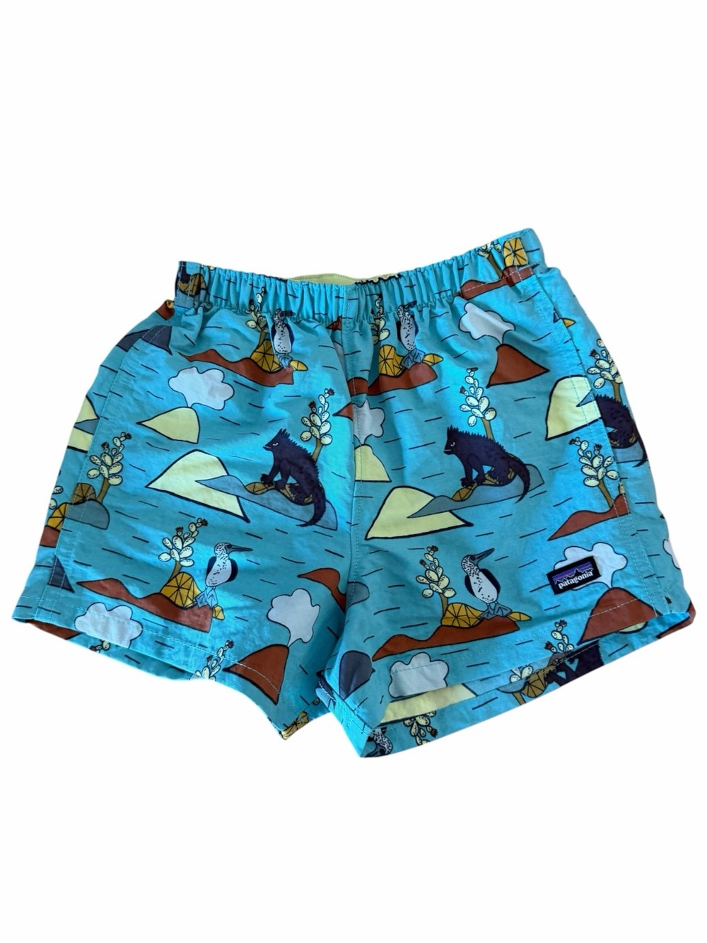 NWT Patagonia Baby Baggies Swim Shorts Volcano Dazed Small Iggy Blue Size 2T